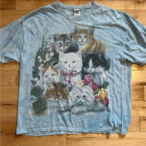 Vintage, Blue Cat Collage T-Shirt